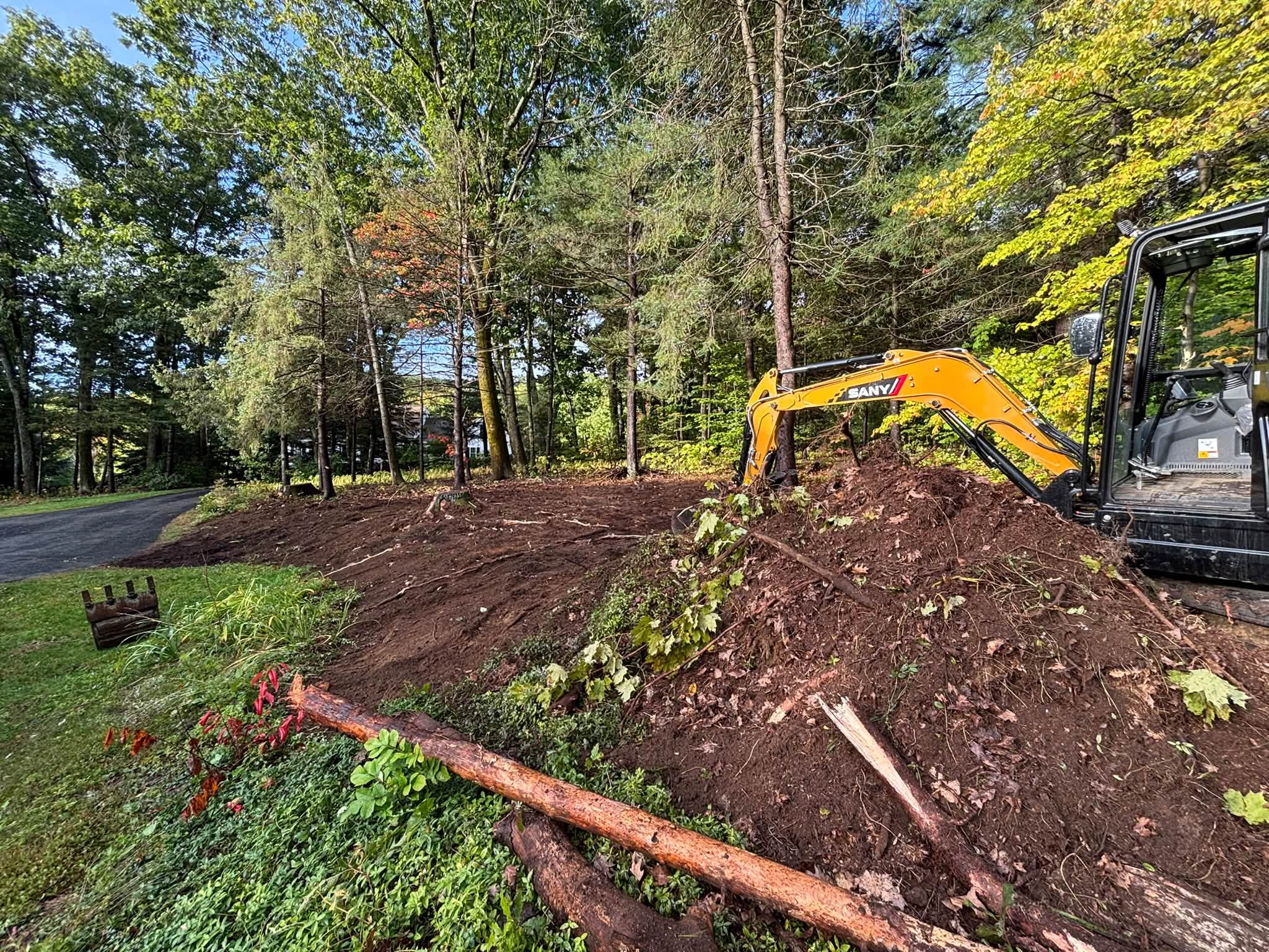 Large stump being ground — Princeton land clearing